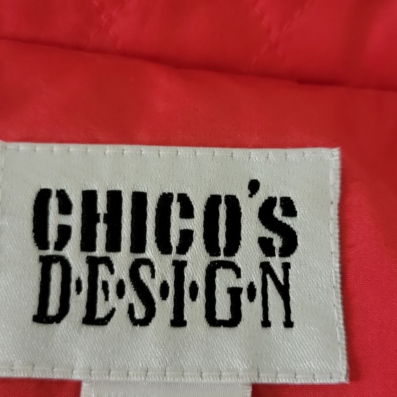 Chico's design silk quilted zip up high neck red jacket size 1 (medium 8) - Picture 6 of 8